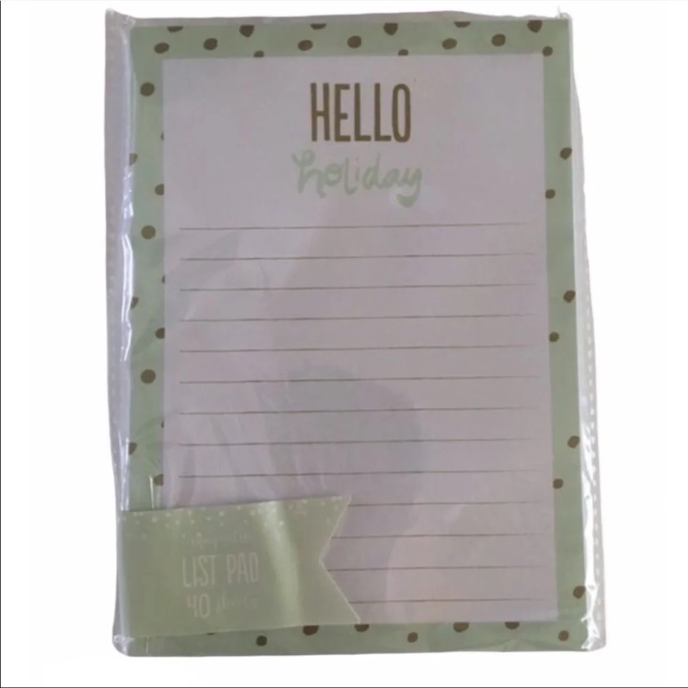 Christmas Dot Hello Holiday Stationery List Pad Page Flags Sticky Note Mint Gold